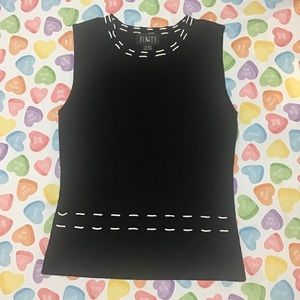 Finity Black Knit Sleeveless with White Thread in Neckline & Around Waist